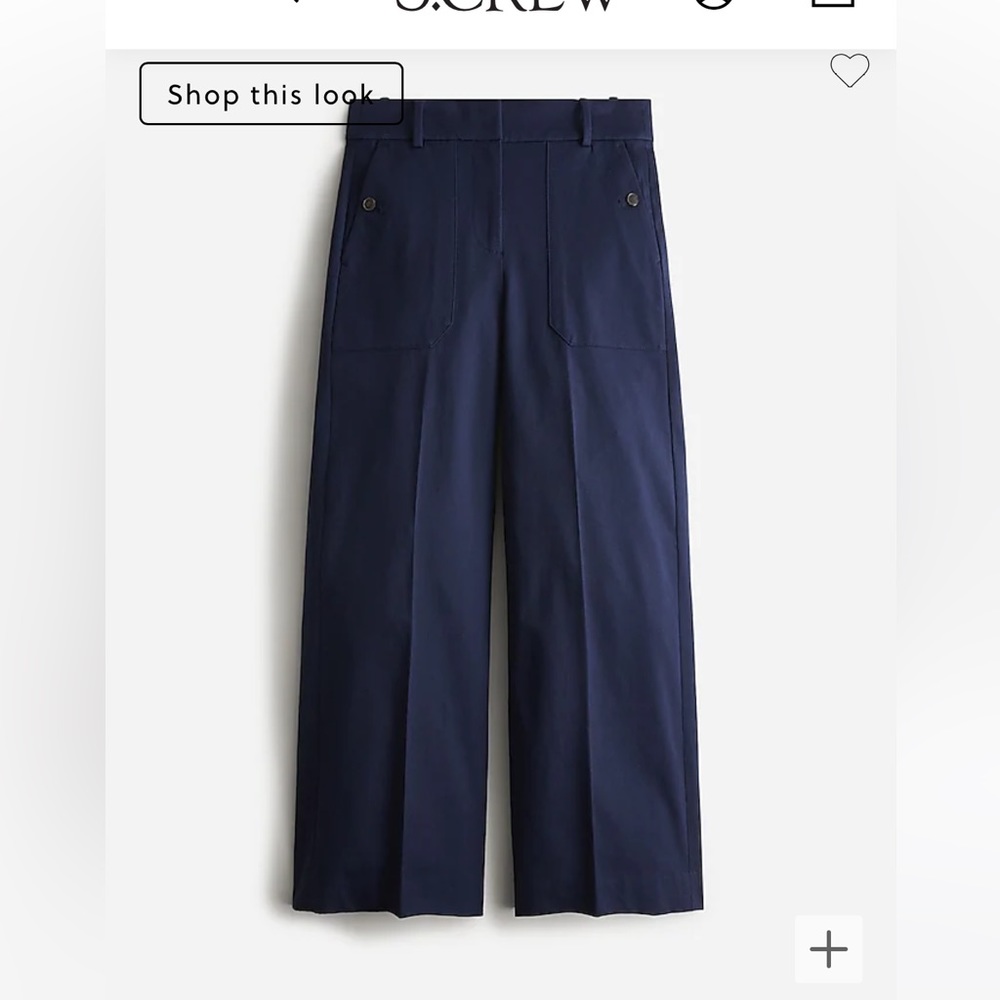 J. Crew Sydney wide-leg pant in bi-stretch cotton blend in navy